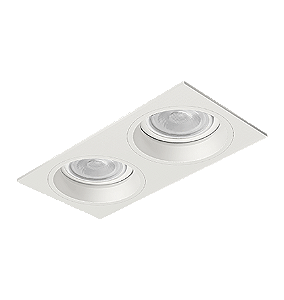 Luminária de Embutir Retangular Face Plana 21,3x11x12,7cm facho orientável 2xPAR20 Led Alumínio Branco fosco.