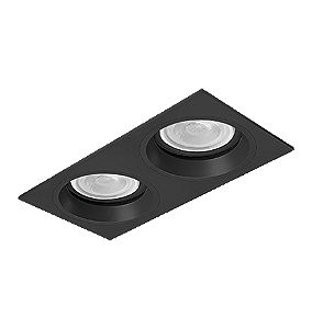 Luminária de Embutir Retangular Face Plana 21,3x11x12,7cm facho orientável 2xPAR20 Led Alumínio Preto fosco.
