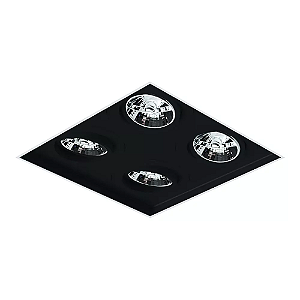 Spot de Embutir Sura No Frame Quadrado AR70 25,2x25,2x9,8cm Alumínio Preto Fosco.