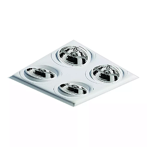 Spot de Embutir Sura No Frame Quadrado AR111 32,8x32,8x10,5cm Alumínio Branco Fosco.