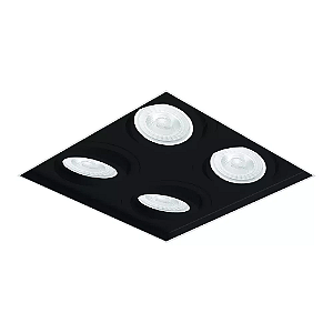 Spot de Embutir Sura No Frame Quadrado PAR30 32,8x32,8x13,4cm Alumínio Preto Fosco.