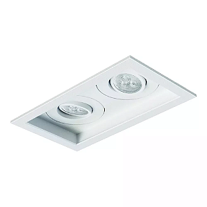 Spot de Embutir Sura Retangular Duplo Mini Dicroica 18,7x10,5x7,4cm Alumínio Branco Fosco.