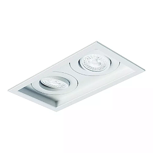 Spot de Embutir Sura Retangular Duplo Dicroica PAR16 22,8x12,5x8,4cm Alumínio Branco Fosco.