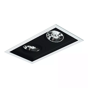 Spot de Embutir Sura Retangular Duplo AR70 26,7x14,5x9,5cm Alumínio Preto Fosco.
