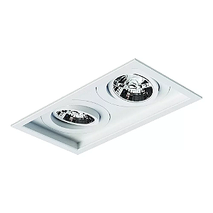 Spot de Embutir Sura Retangular Duplo AR70 26,7x14,5x9,5cm Alumínio Branco Fosco.