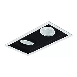 Spot de Embutir Sura Retangular Duplo PAR20 26,7x14,5x12,7cm Alumínio Preto Fosco.