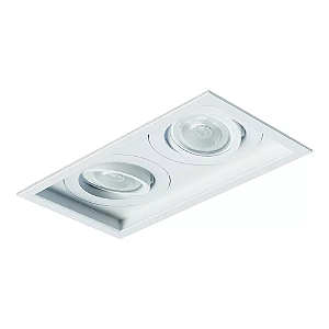 Spot de Embutir Sura Retangular Duplo PAR20 26,7x14,5x12,7cm Alumínio Branco Fosco.