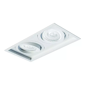 Spot de Embutir Sura Retangular Duplo PAR30 34,3x18,3x13cm Alumínio Branco Fosco.
