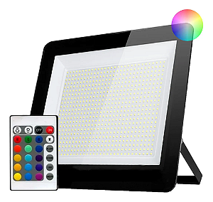 Refletor LED 400w Holofote RGB SMD Colorido Com Controle IP67.