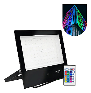Refletor LED 300w Holofote RGB SMD Colorido Com Controle IP67.