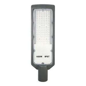 Luminária LED pública slim 100W SMD sensor Fotocélula 6500K bivolt IP67 INMETRO.
