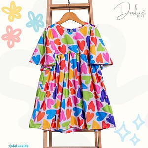 VESTIDO CORAÇÕES COLORIDOS