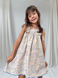 Vestido Laise Bordado Azul