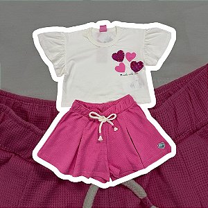 Conjunto Paetês Corações Rosa