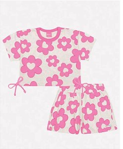 CONJUNTO FLORAL ROSA