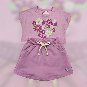 CONJUNTO APLIQUE FLORES LILÁS