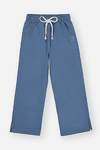 Calça Wide Leg Azul Médio