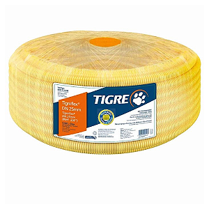 Conduite eletroduto corrugado amarelo 25 mm 50 m tigre