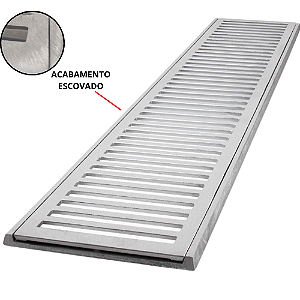 Conjunto grelha de alumínio escovado 10 X 100 cm pedestre
