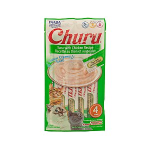 Petisco Cremoso Churu Atum e Galinha 56 g – Sem Grãos, Alta Aceitação