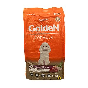 Ração Golden Fórmula Mini Bits Cães Adultos Raças Pequenas Carne e Arroz 15kg – Grãos Pequenos e Alta Digestibilidade