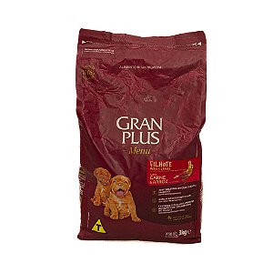 Ração GranPlus Menu Filhotes Médios e Grandes Carne & Arroz 3kg – Crescimento Forte e Saudável