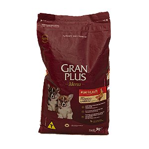 Ração GranPlus Menu Filhotes Raças Pequenas Frango & Arroz 3kg – Crescimento Saudável e Alta Palatabilidade