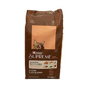 Quatree Supreme Gatos Castrados Salmão & Batata Doce 10,1kg | Ração Super Premium