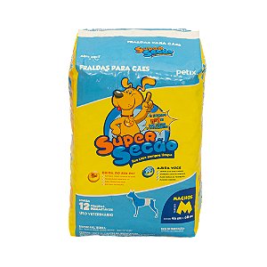 Super Secão Fralda Descartável para Cães Machos M – 12 Unidades | Alta Absorção