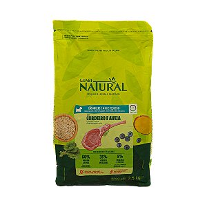 Guabi Natural Cães Adultos Mini e Pequeno Cordeiro & Aveia 2,5kg | Ração Super Premium Natural