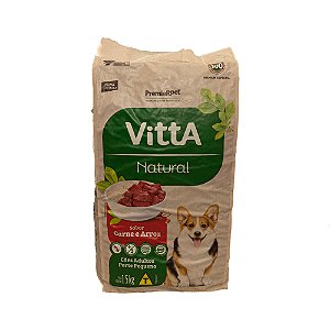 Vitta Natural Cães Adultos Raças Pequenas Carne e Arroz 15kg | Ração Premium