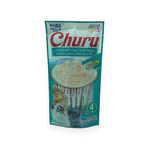 Petisco Cremoso para Gatos Inaba Churu Sabor Frango com Caranguejo 56g