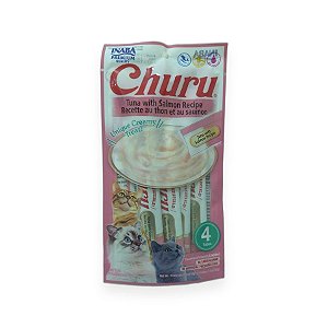 Petisco Cremoso para Gatos Inaba Churu Atum com Salmão 56g