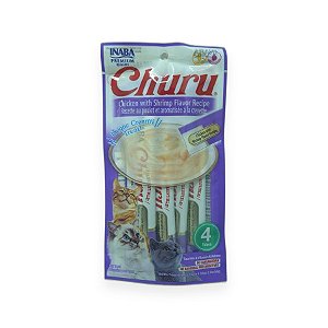 Petisco Cremoso para Gatos Inaba Churu Frango com Camarão 56g