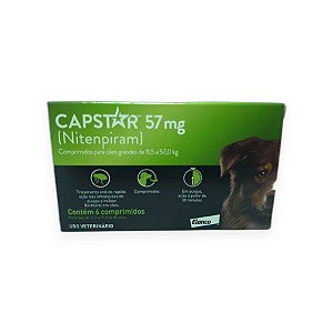 Antipulgas Capstar 57 mg Elanco para Cães Grandes 11,5 a 57 kg - 6 Comprimidos