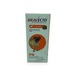 Antipulgas e Carrapatos Bravecto Comprimidos Mastigáveis para Cães de 4,5 a 10 kg - 250 mg