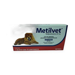 Anti-Inflamatório Vetnil Metilvet 20 mg - 10 Comprimidos