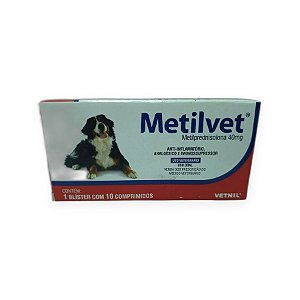 Anti-inflamatório Metilvet 40mg Vetnil - 10 Comprimidos