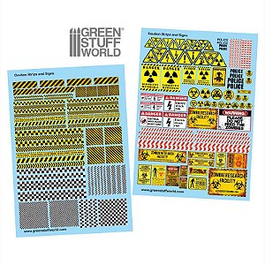 Waterslide Decals - Caution Strips and Signs
