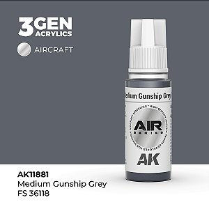 Tinta Acrílica AK Interactive 3GEN AIR Medium Gunship Grey FS 36118 18ml