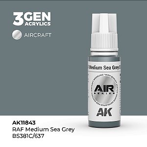 Tinta Acrílica AK Interactive 3GEN AIR RAF Medium Sea Grey BS381C/637 18ml