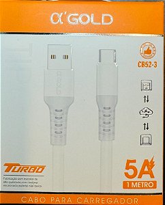 CABO USB/TIPO-C, 1metro, A'GOLD CB52-3