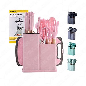 CONJUNTO DE UTENSILIOS DE COZINHA, DE SILICONE - CONTENDO: 1 PEGADOR, 5 COLHERES, 1 PEGADOR DE MACARRAO, 1 PINCEL, 2 ESP