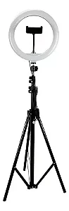 RING LIGHT DE 10 POLEGADAS COM SUPORTE DE CELULAR E TRIPÉ 2,10M LEY-39