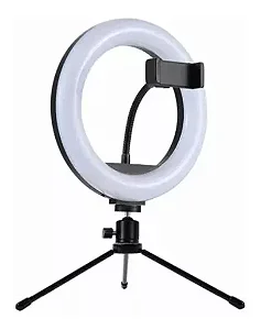 RING LIGHT DE MESA 8 POLEGADAS COM SUPORTE DE CELULAR LEY-271