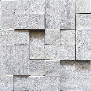Mosaico Pedra São Tome Branca Placas de 30x30 Telada
