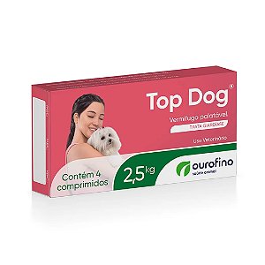 Vermífugo Top Dog para Cães 2,5kg 4 comprimidos