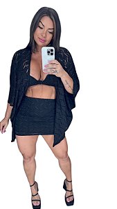 Conjunto de Saia Cropped e Cardigan Eloa