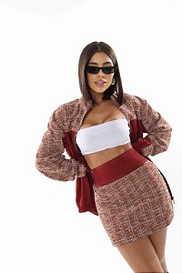 Conjunto de Saia e Jaqueta Bomber Leila