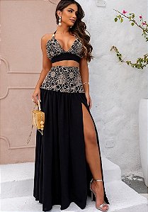 Conjunto de Saia Longa e Cropped Mavie